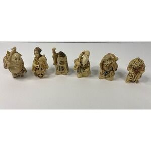 Japanese Resin Netsuke - 6 Of The 7 Gods of Fortune Vintage  READ